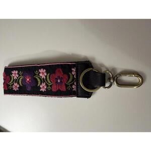 Floral Embroidered Keychain Wristlet
